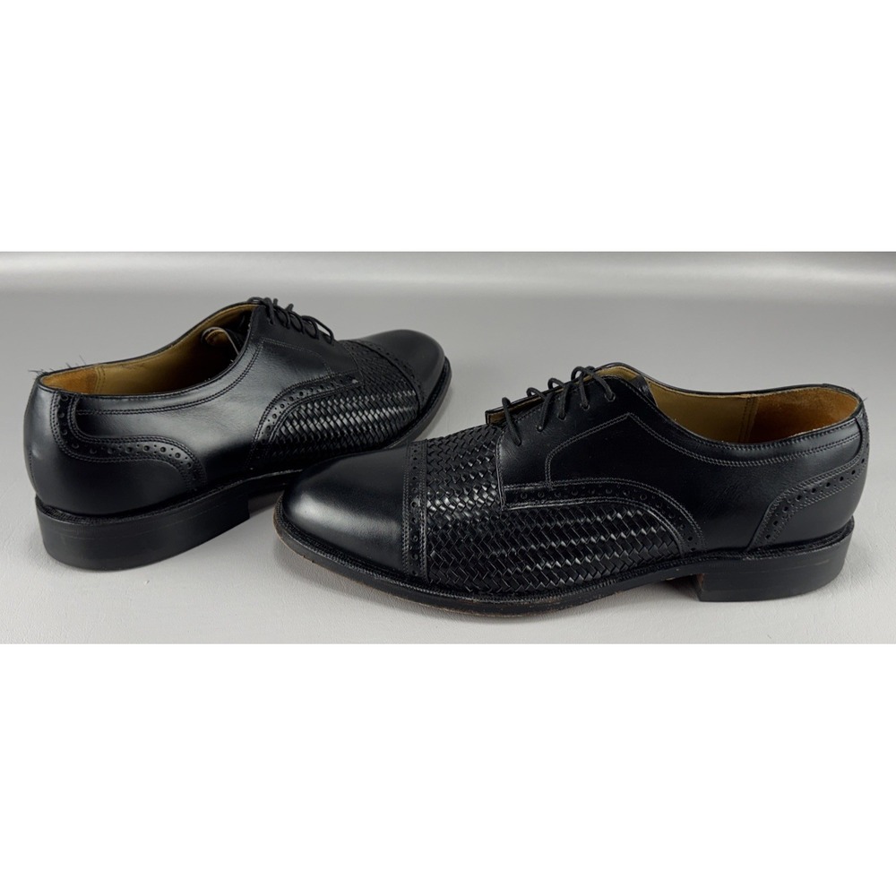 Johnston & Murphy Ellsworth Cap Toe Woven Leather Luxury Dress Shoes Mens Sz 10